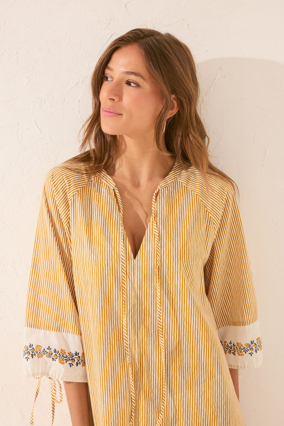 SHORT SLEEVES CAMISOLES - Yellow Print