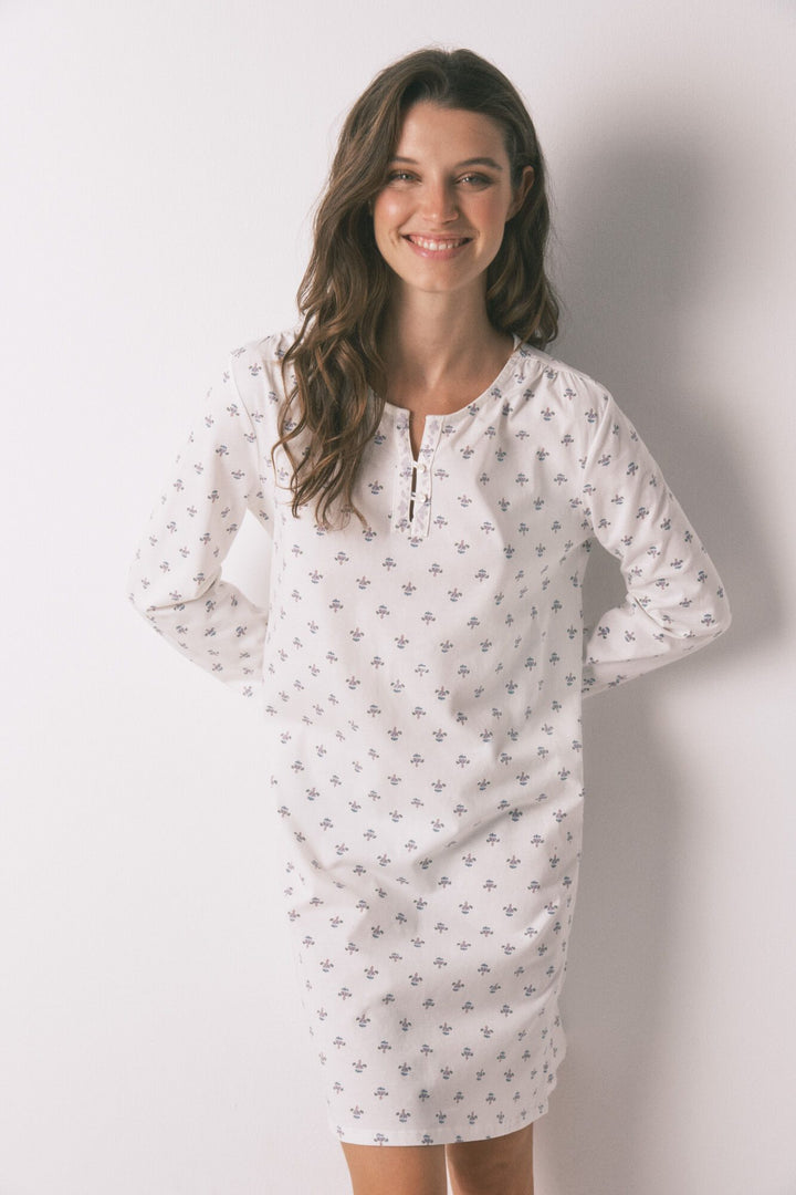 LONG SLEEVES SHORT NIGHTDRESS - Ivory
