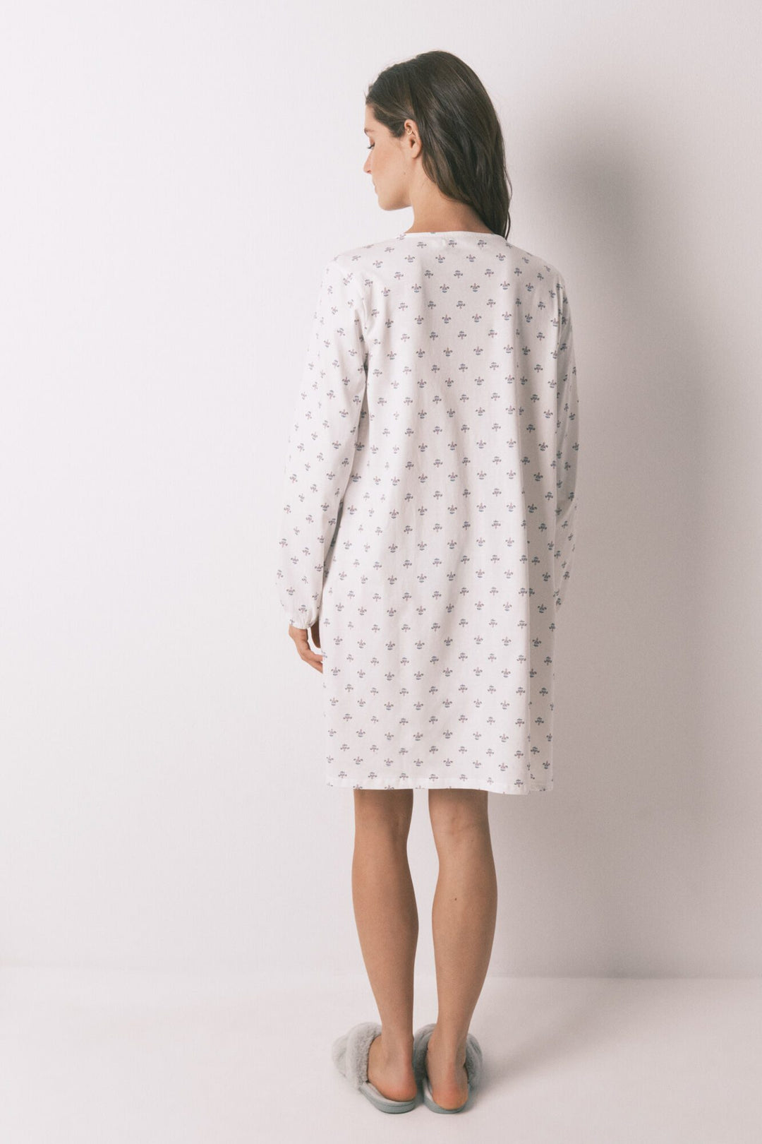 LONG SLEEVES SHORT NIGHTDRESS - Ivory