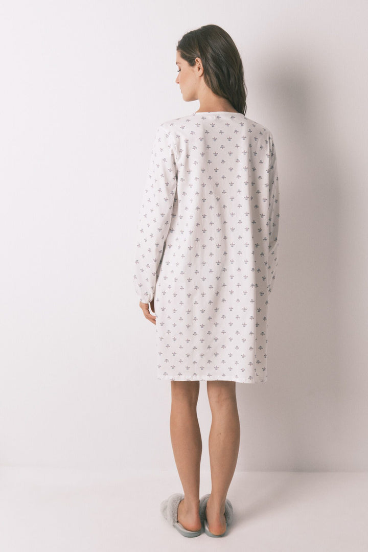 LONG SLEEVES SHORT NIGHTDRESS - Ivory