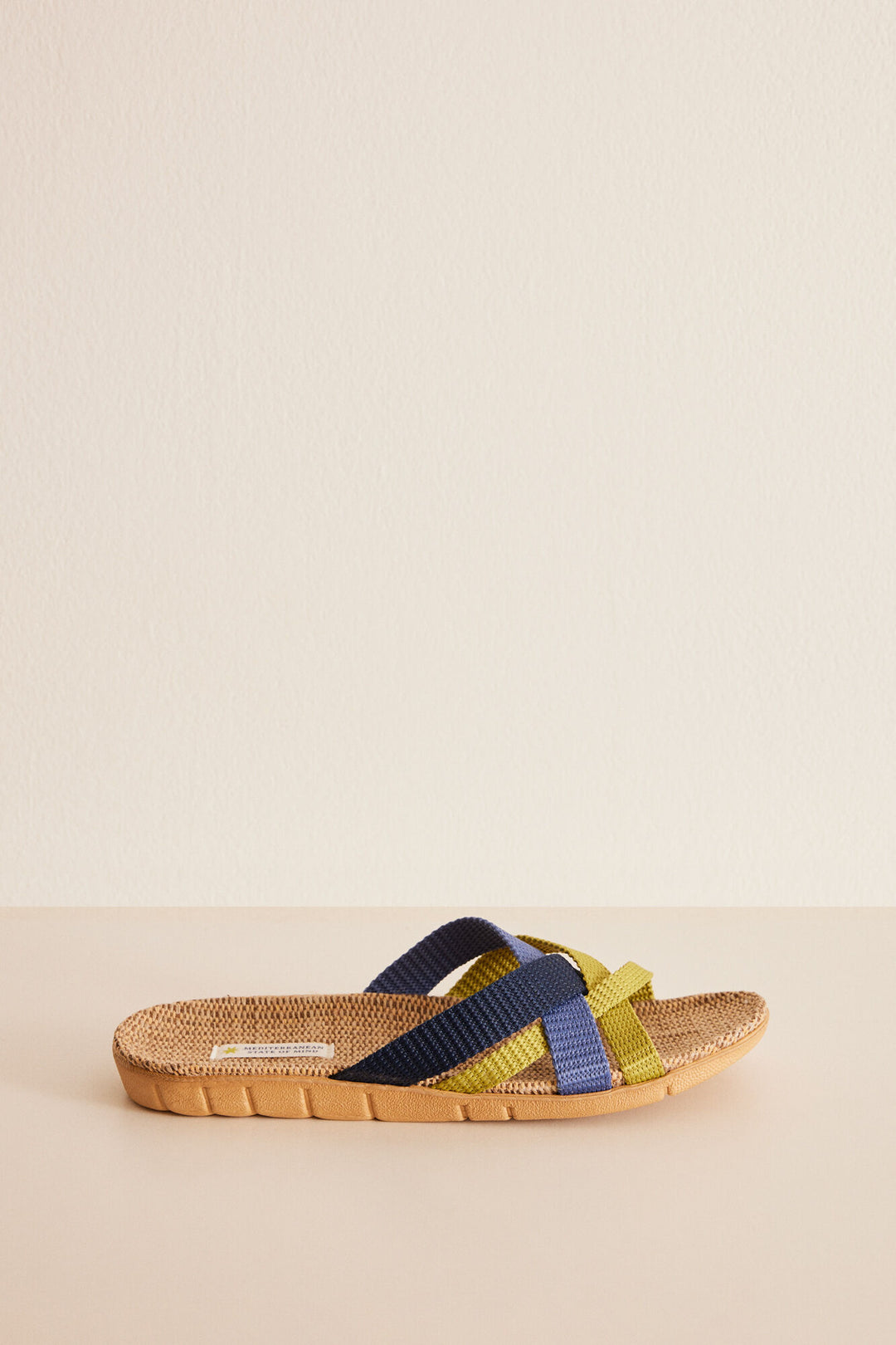 Open raffia sandal with intertwined straps - Sand