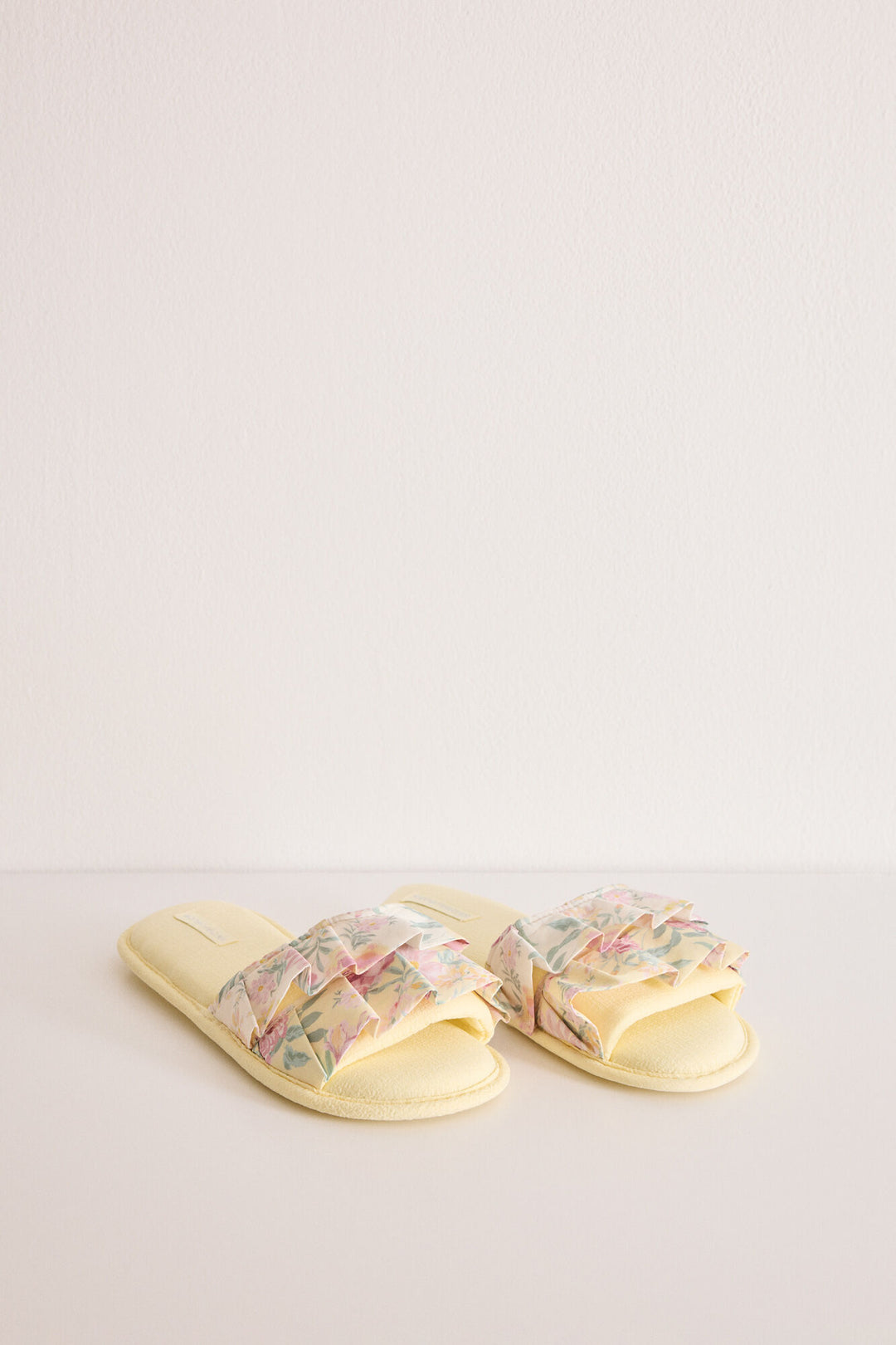 Yellow floral open slippers - Yellow