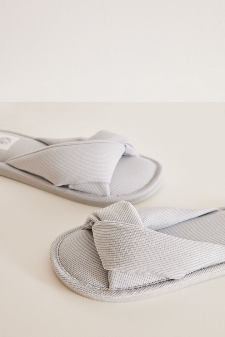 Grey ribbed slippers - Dark Grey