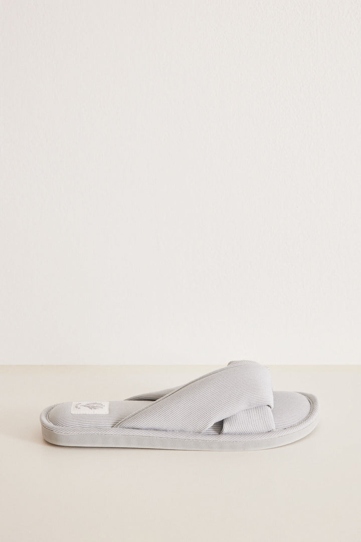 Grey ribbed slippers - Dark Grey