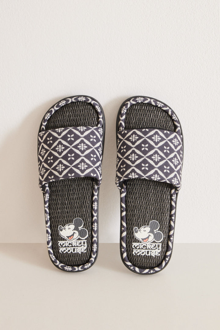 Mickey ethnic print slippers - Black