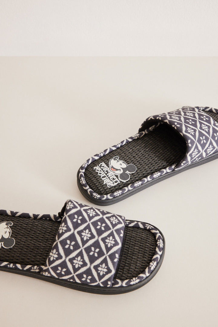 Mickey ethnic print slippers - Black