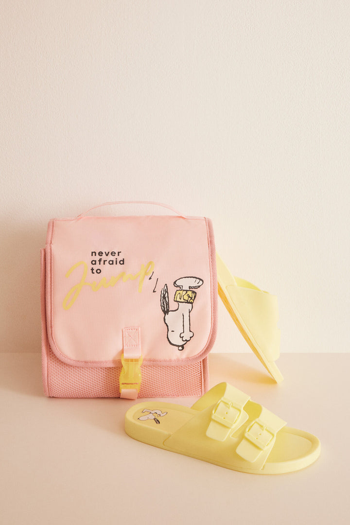 Yellow Snoopy injected sandals - Green Print