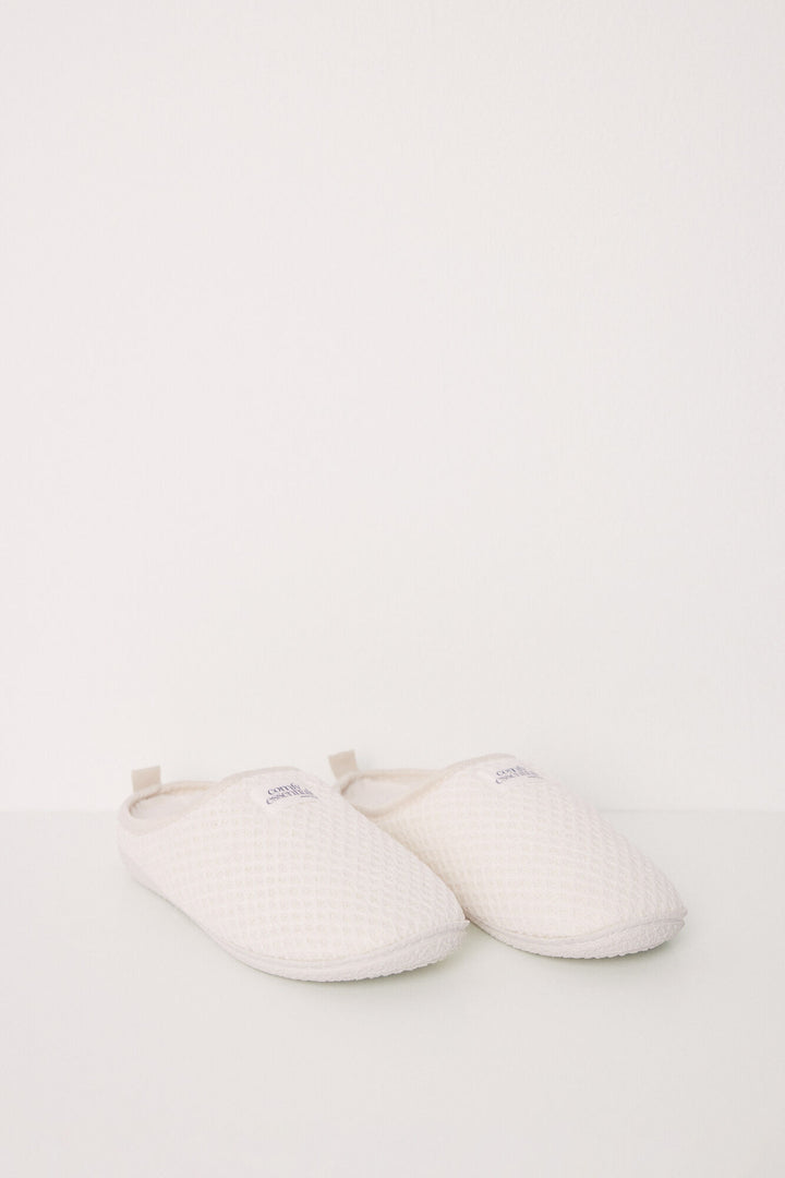 Ivory chenille house slippers - Ivory