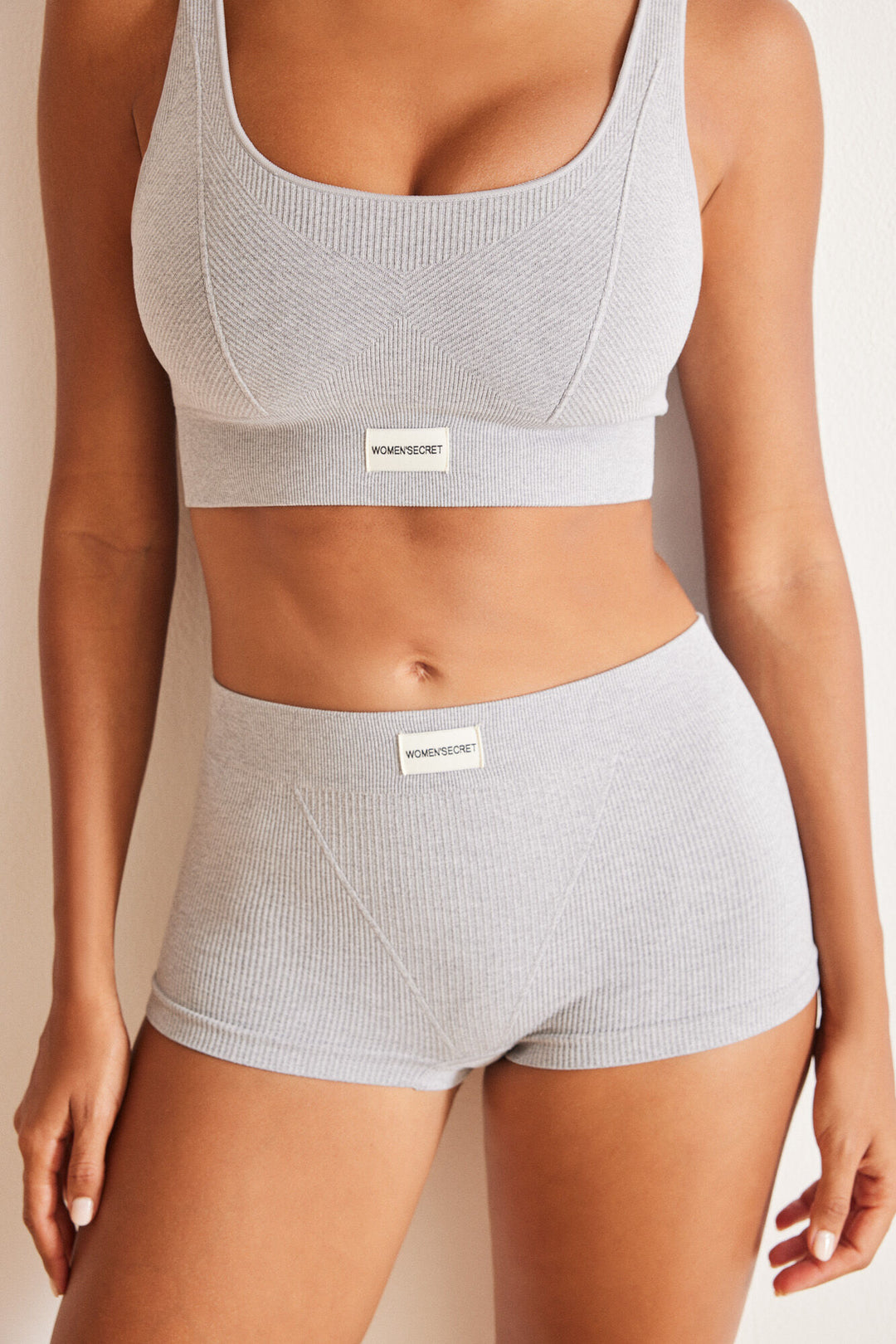 Gray seamless ribbed culottes - Medium Grey