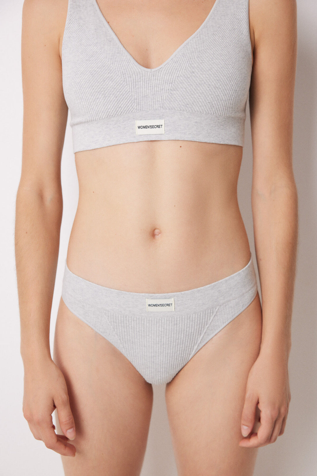 Grey seamless ribbed thong - Medium Grey