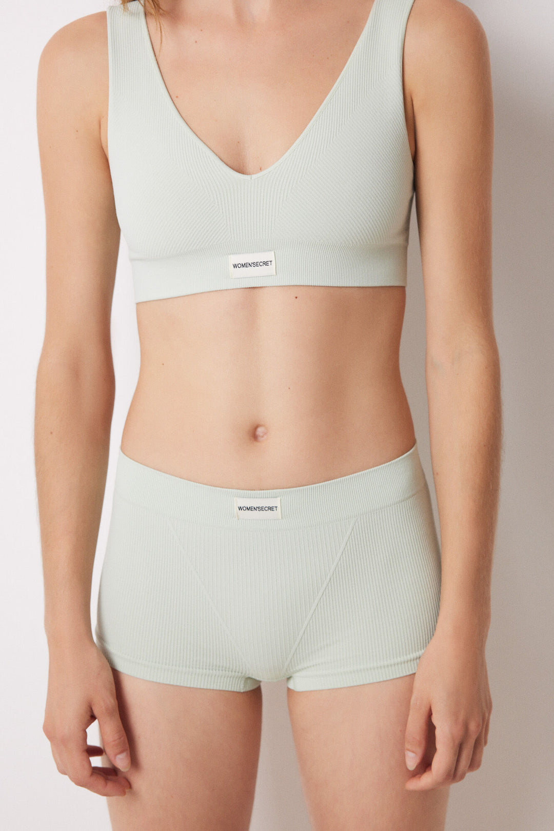Light green seamless ribbed boxers briefs - Green
