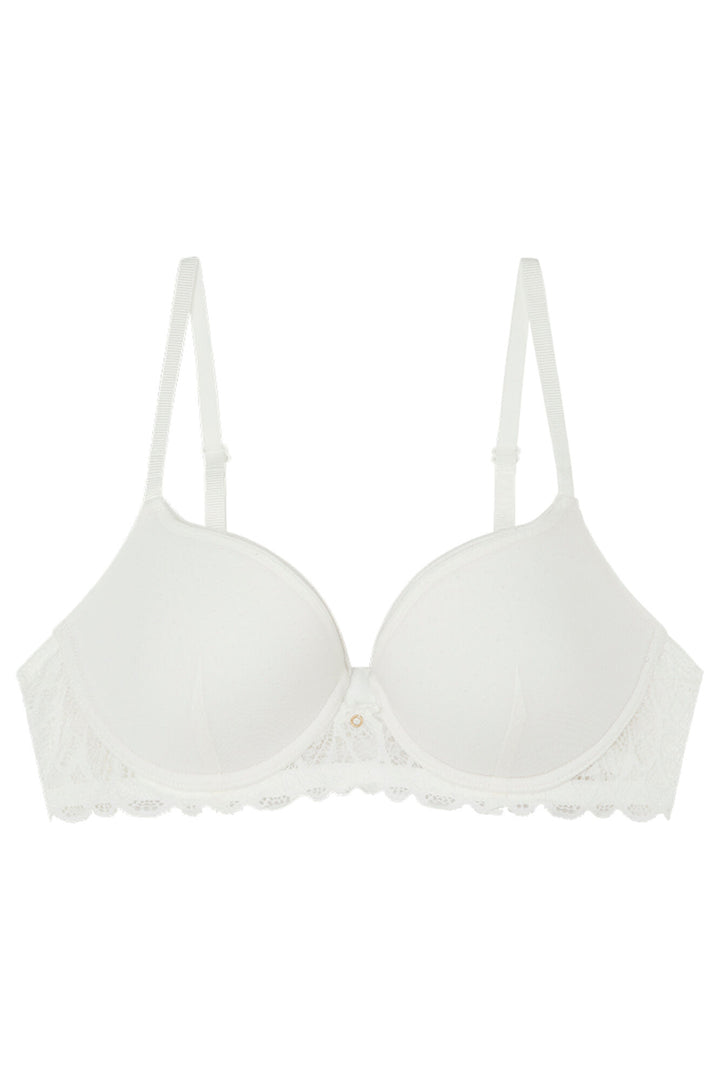 BEAUTIFUL White lace tulle bra - Yellow Off White