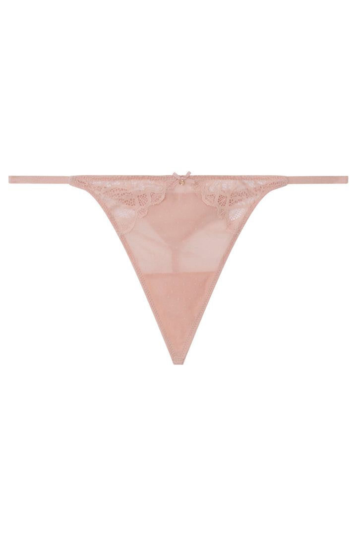 Pink tulle and lace tanga - Pink