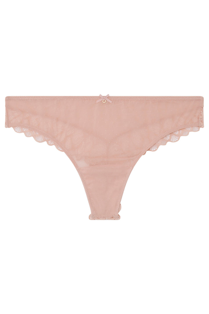 Pink tulle and lace Brazilian panty - Pink