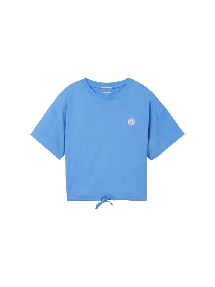 Cropped T-shirt with organic cotton - Blue