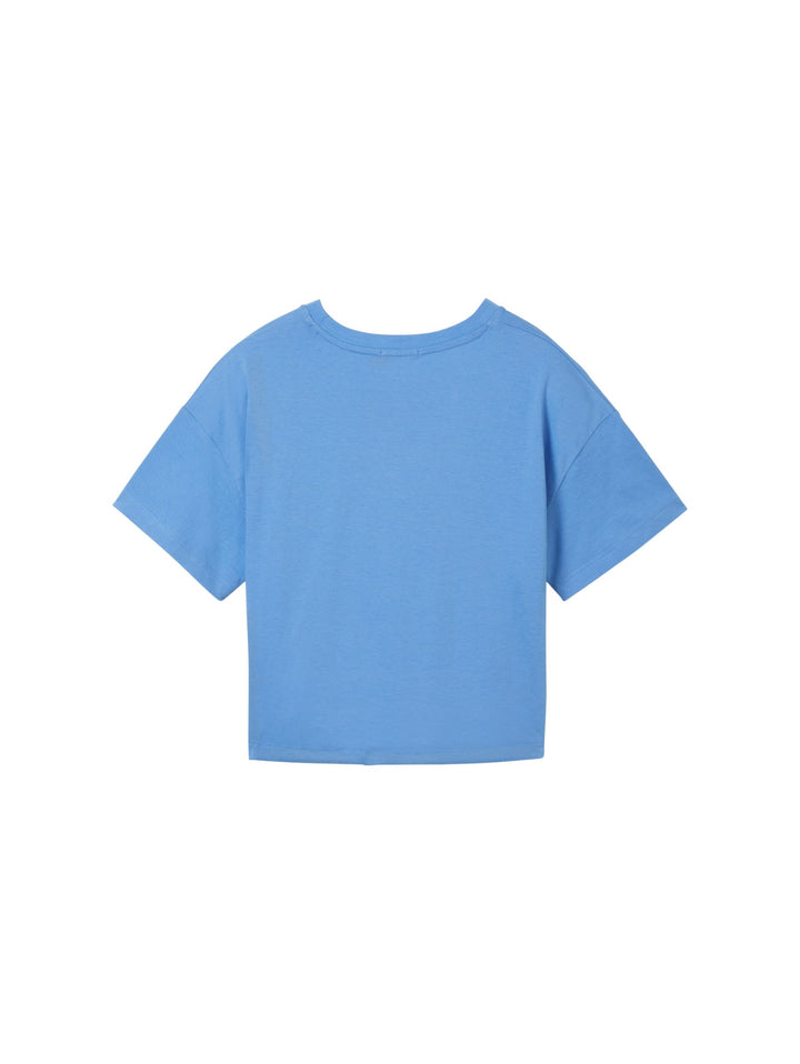 Cropped T-shirt with organic cotton - Blue