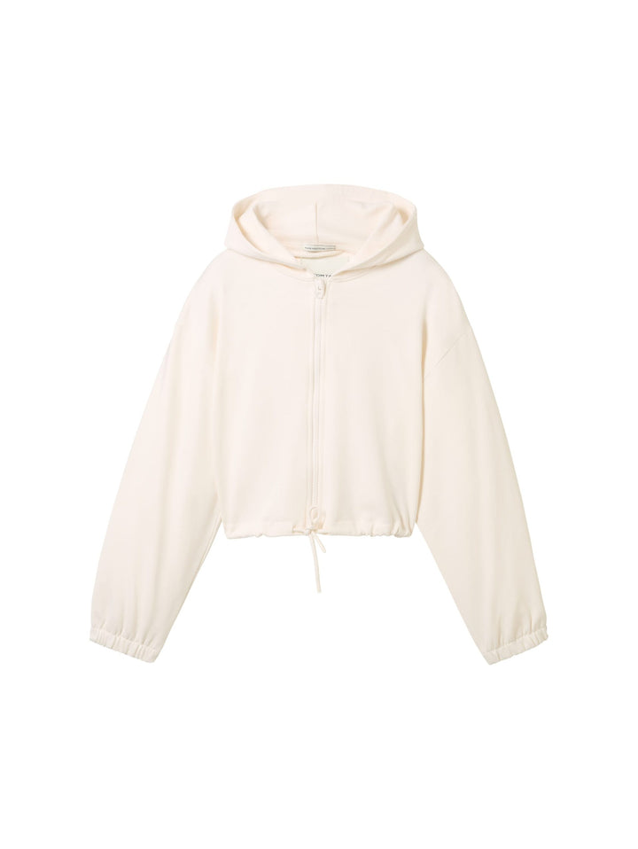 Cropped sweatjacket with organic cotton - Brown