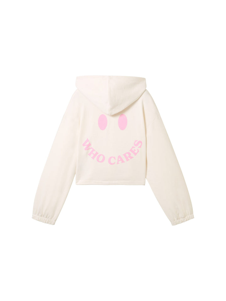 Cropped sweatjacket with organic cotton - Brown