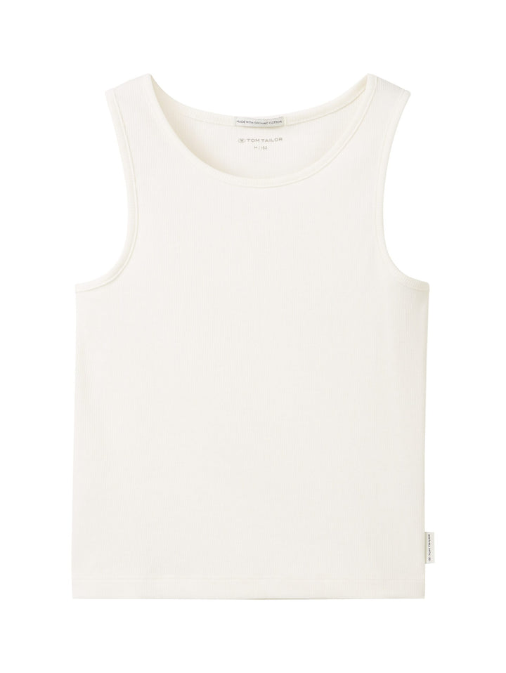 Cropped top with a ribbed texture - White