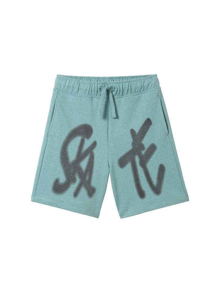 Sweat shorts with a print - Green