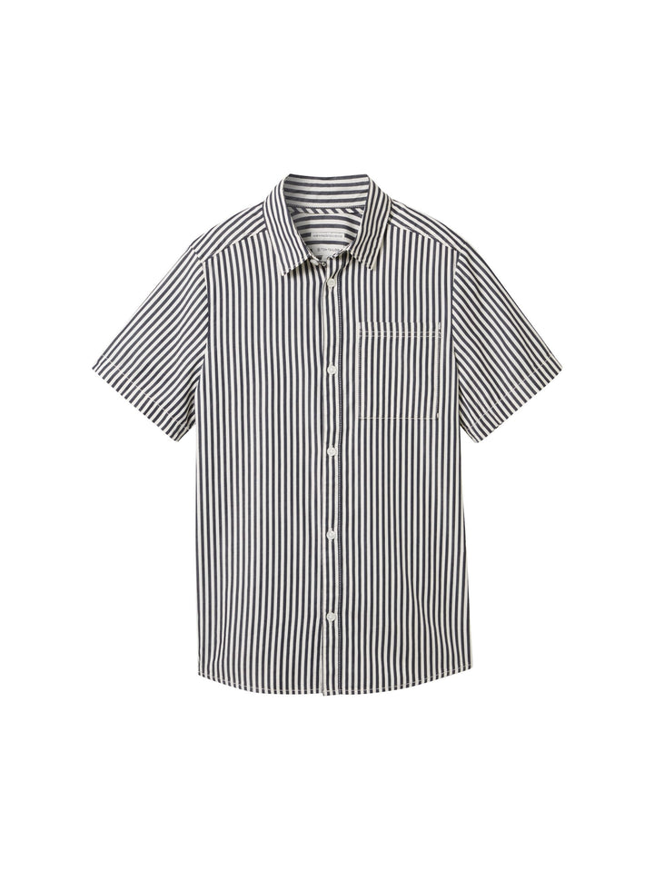 Striped short-sleeved shirt - Blue