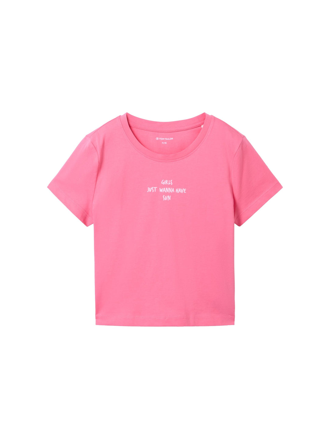 Cropped T-shirt with a text print - Pink