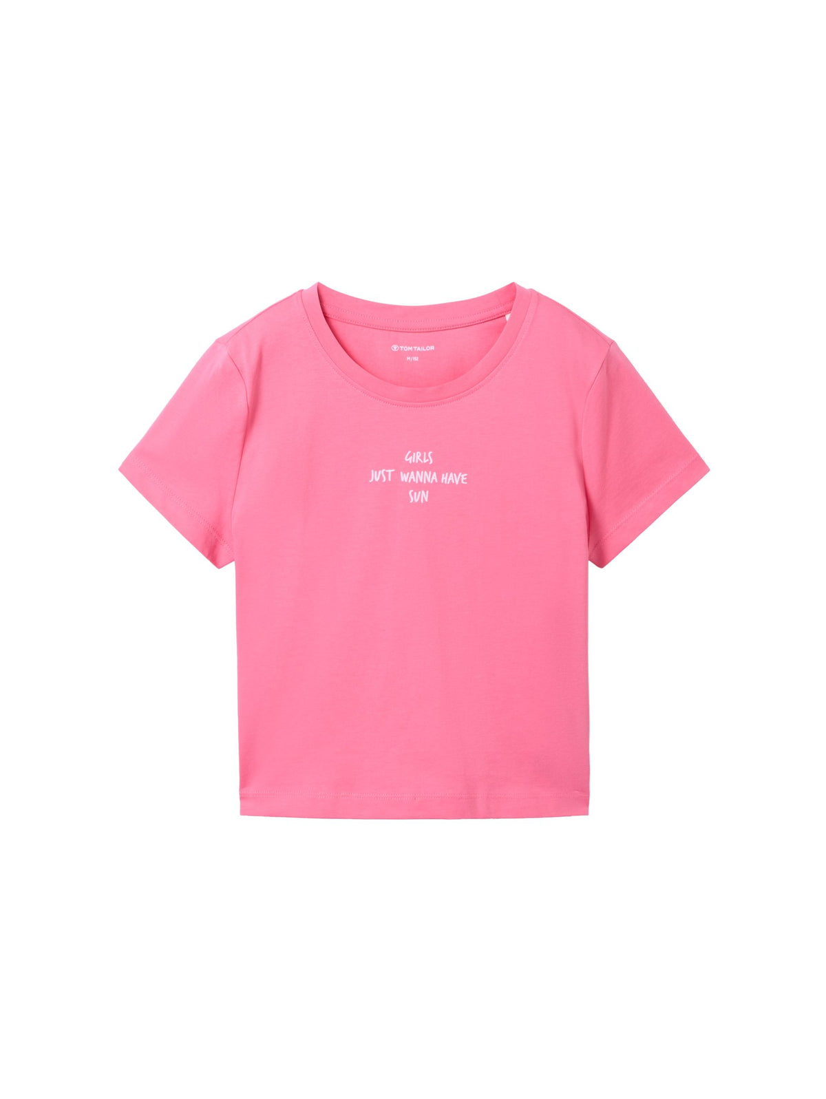 Cropped T-shirt with a text print - Pink