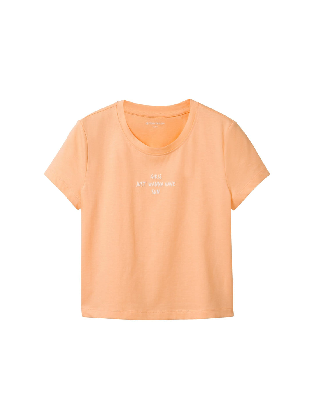 Cropped T-shirt with a text print - Orange