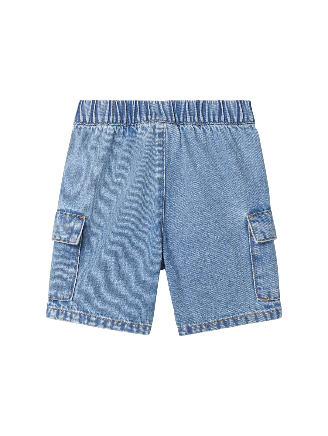 Cargo denim shorts with recycled cotton - Blue