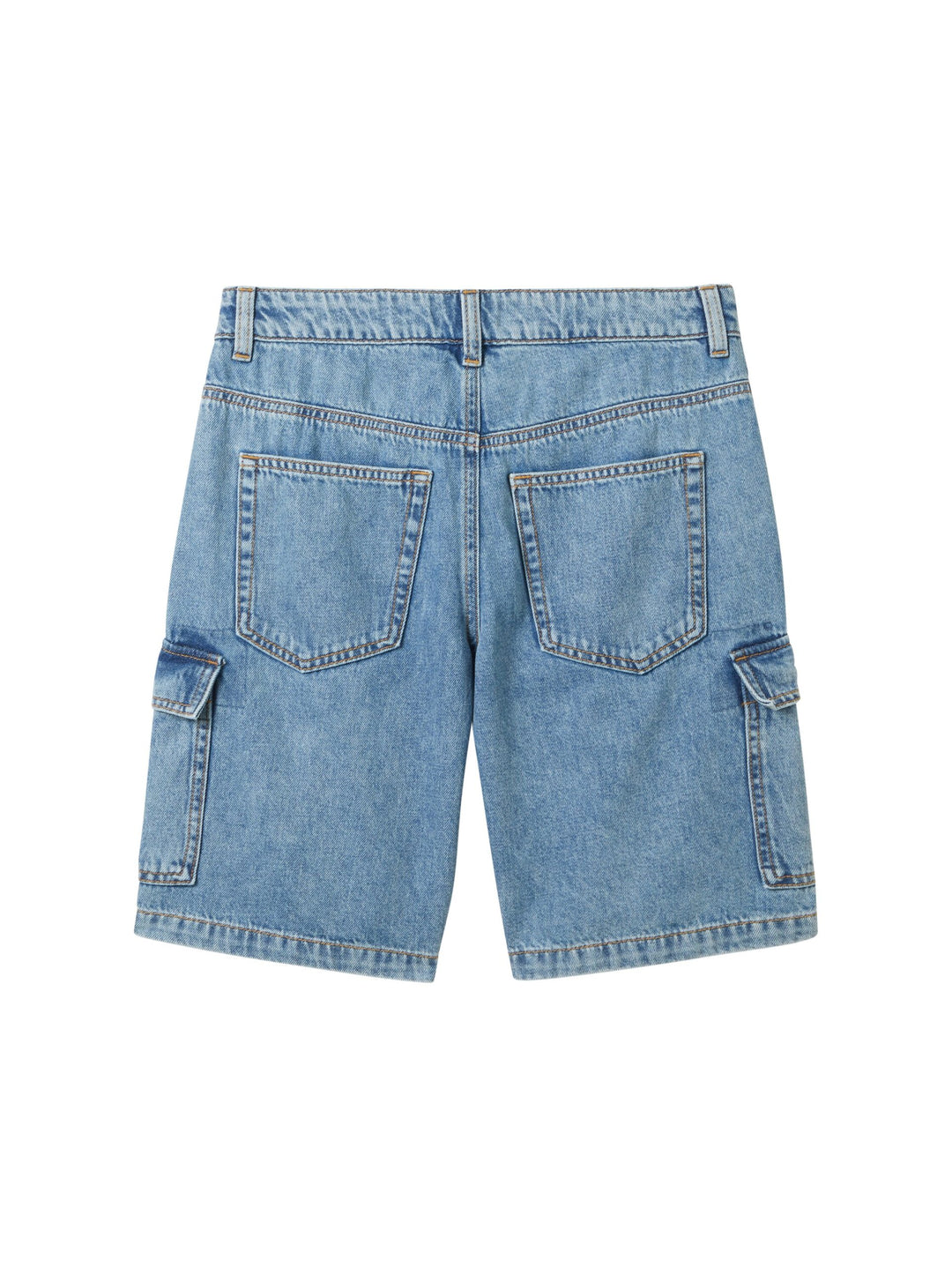 Cargo denim shorts with recycled cotton - Blue