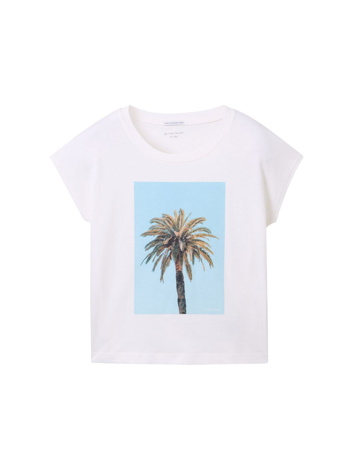 Photo print t-shirt with organic cotton - White