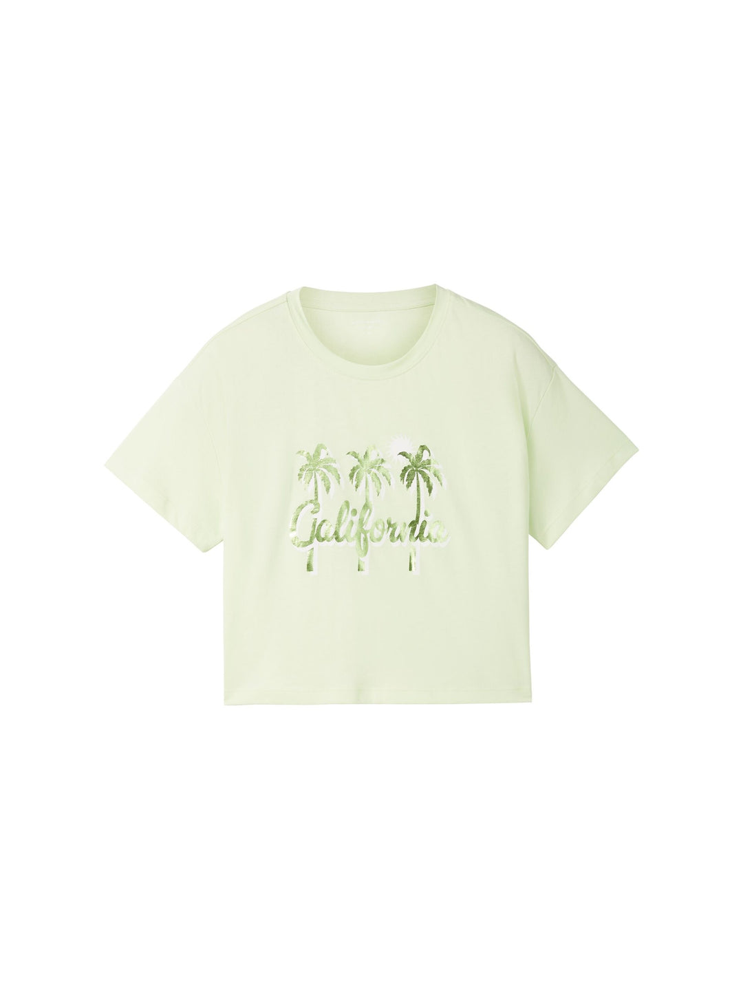Cropped T-shirt with a print - Green