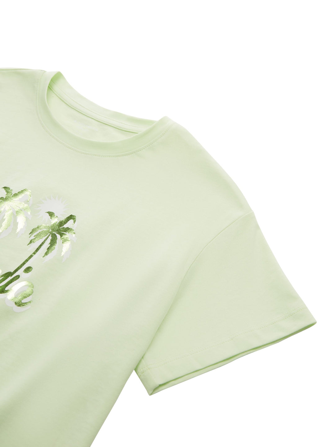 Cropped T-shirt with a print - Green