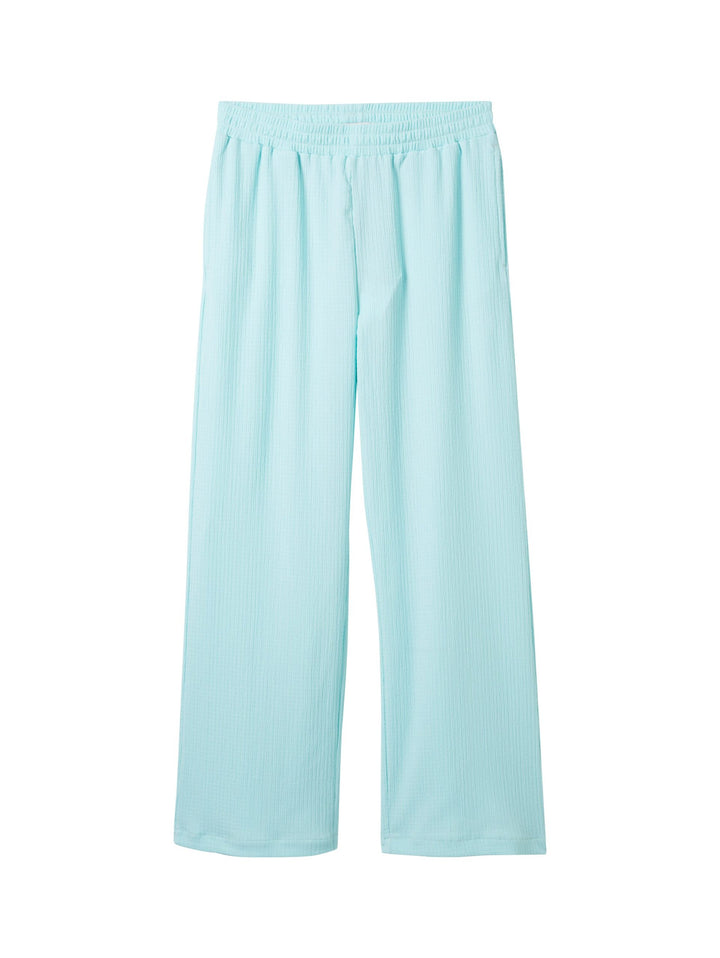 Wide-leg trousers with texture - Blue