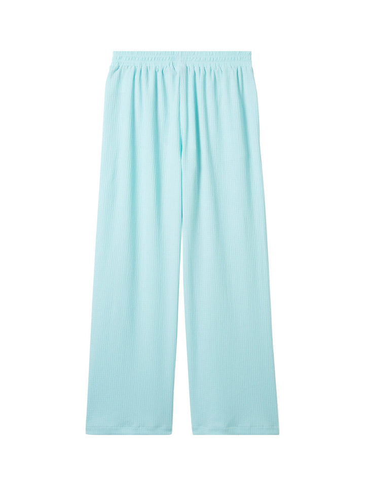 Wide-leg trousers with texture - Blue