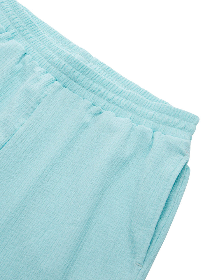 Wide-leg trousers with texture - Blue