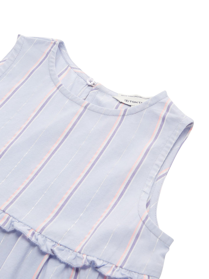 Striped mini dress with organic cotton - Blue