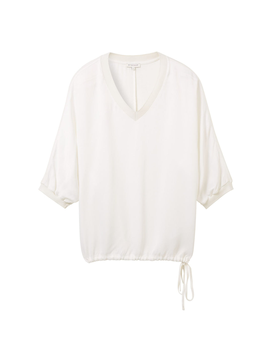 7/8-sleeved shirt with a V-neckline - White