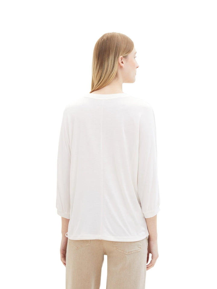 7/8-sleeved shirt with a V-neckline - White