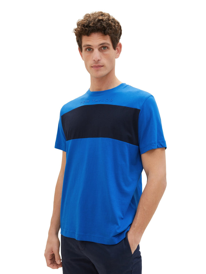 T-shirt with colour blocking - Blue