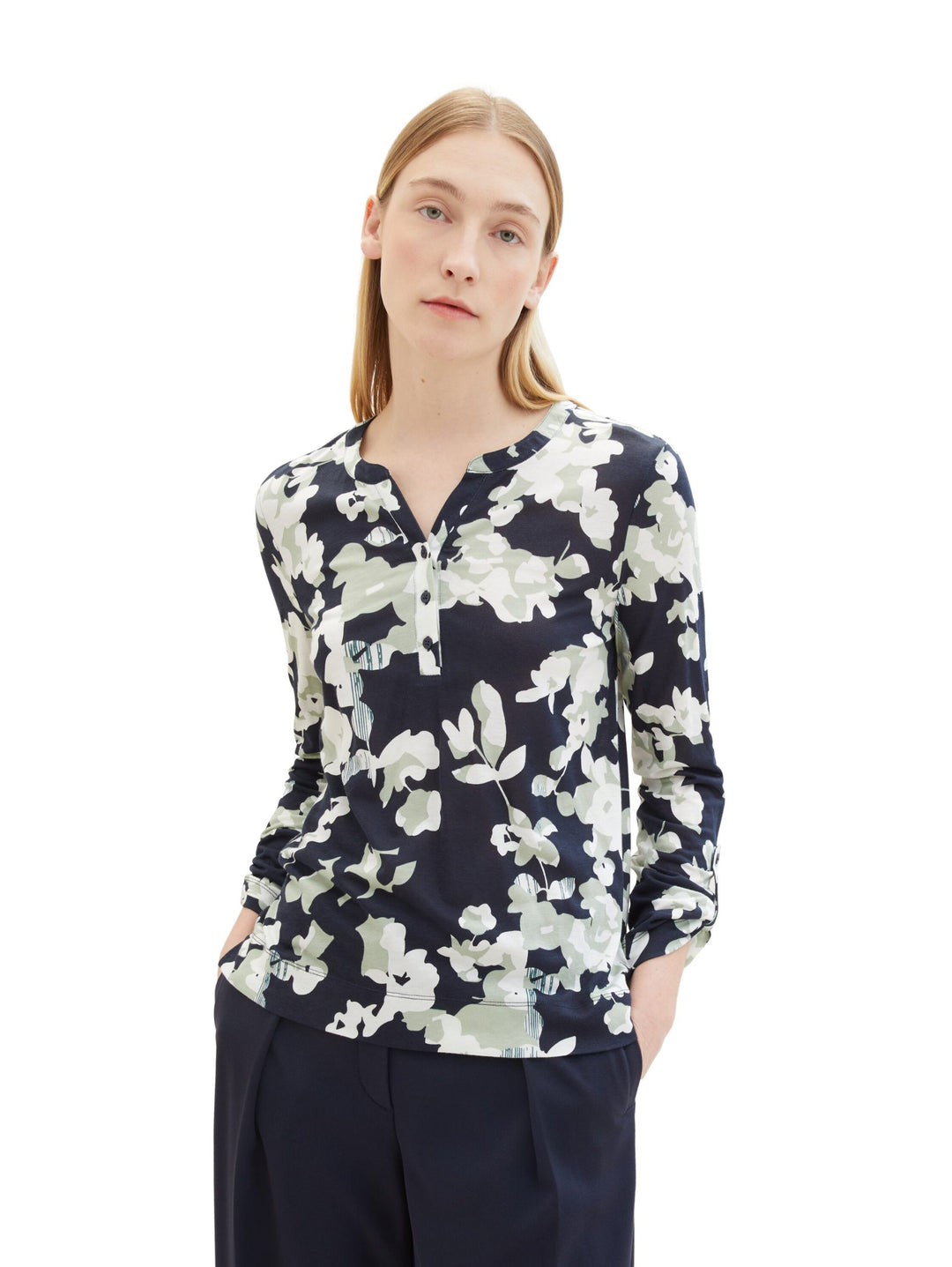 Patterned 7/8 sleeve shirt - Green