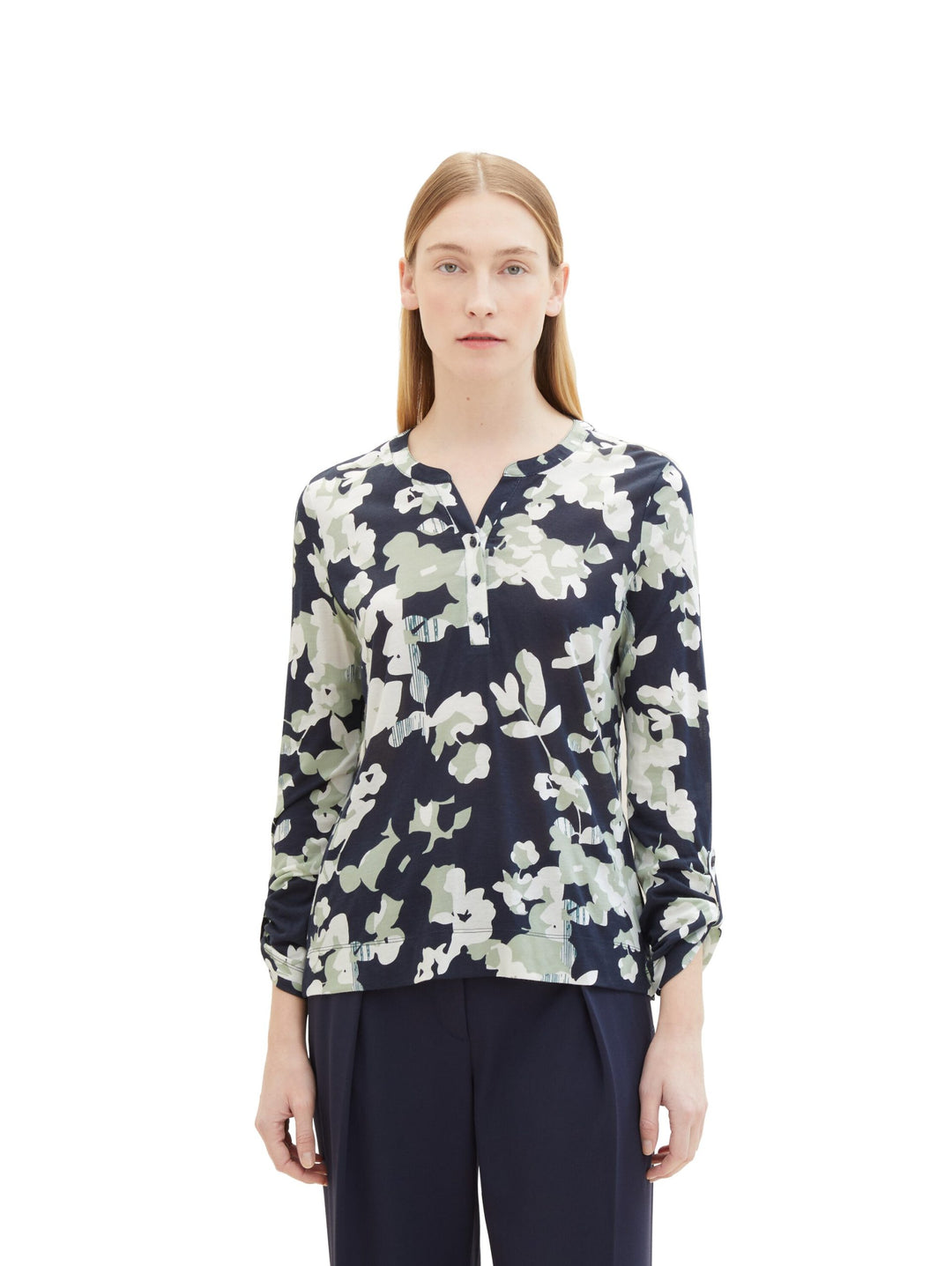 Patterned 7/8 sleeve shirt - Green