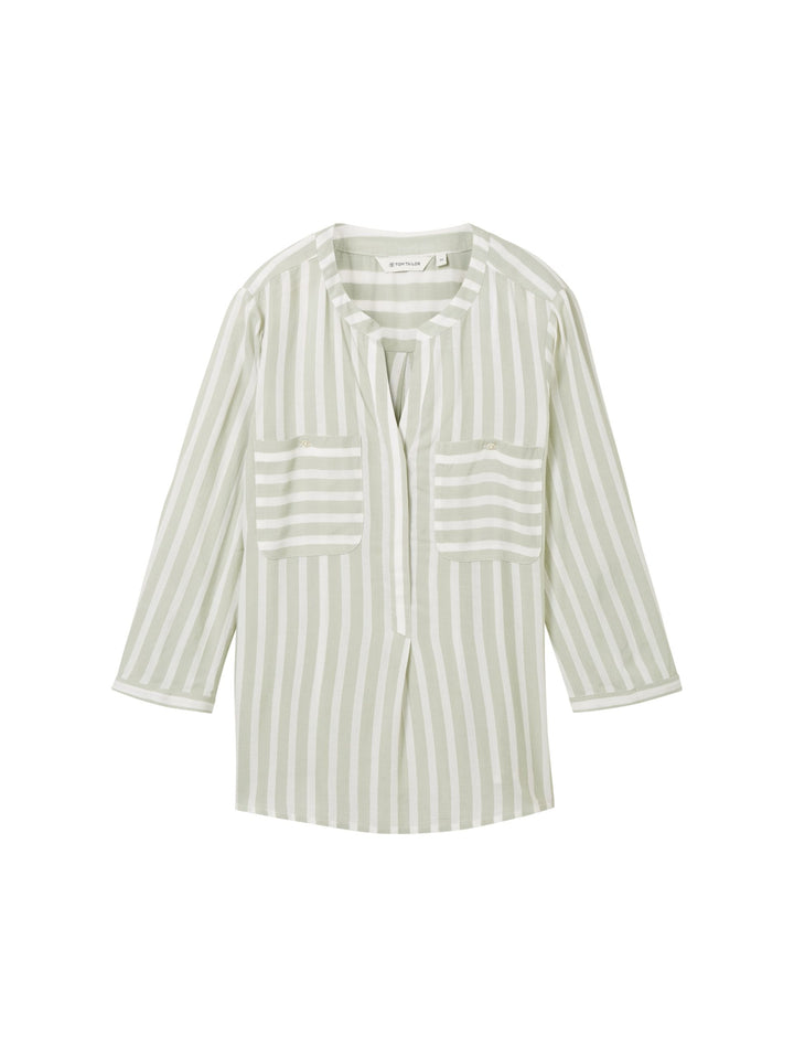 Striped blouse with pockets - Green