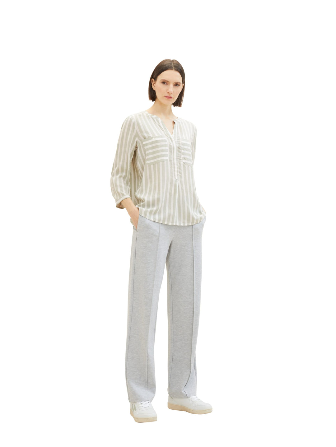 Striped blouse with pockets - Green