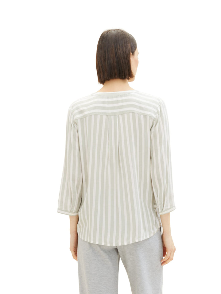 Striped blouse with pockets - Green