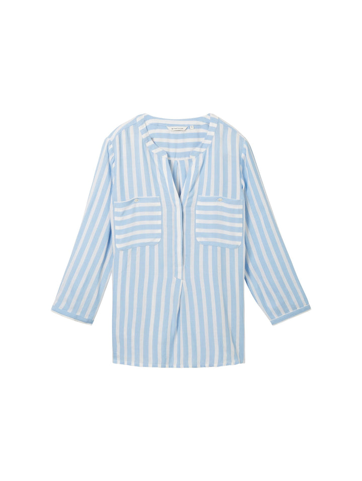 Striped blouse with pockets - Blue