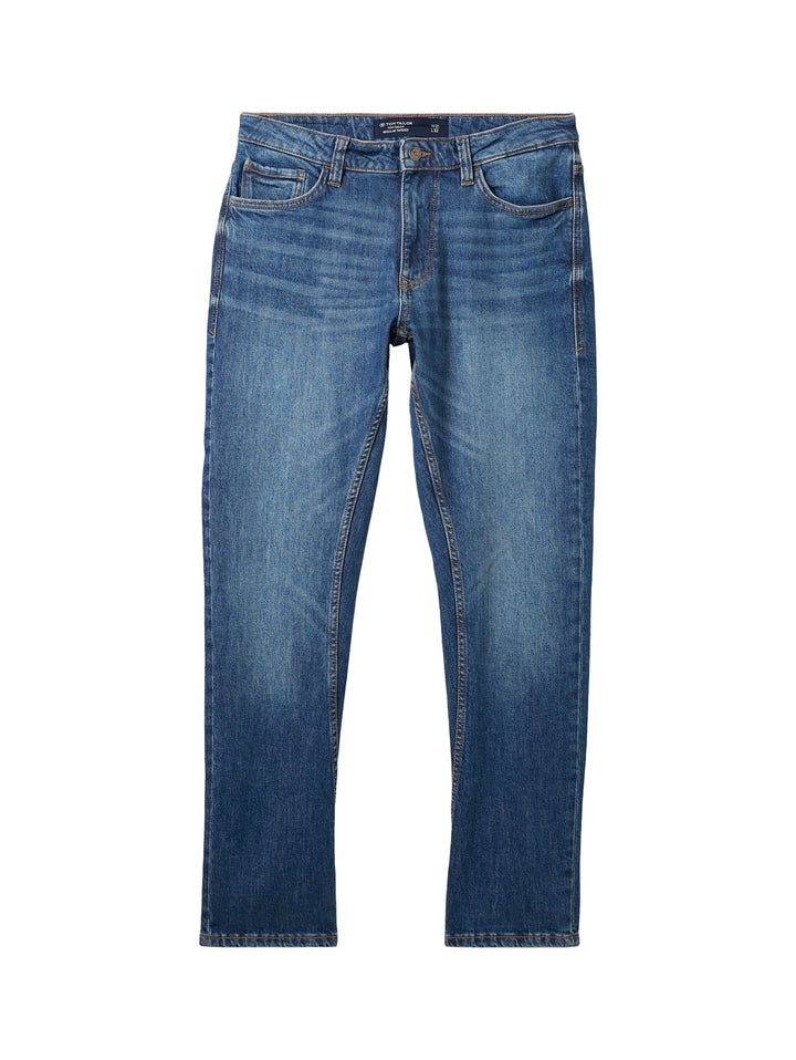 Regular tapered jeans with recycled cotton - Blue