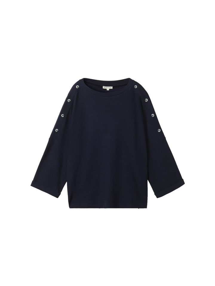 3/4-sleeved shirt with buttons - Blue