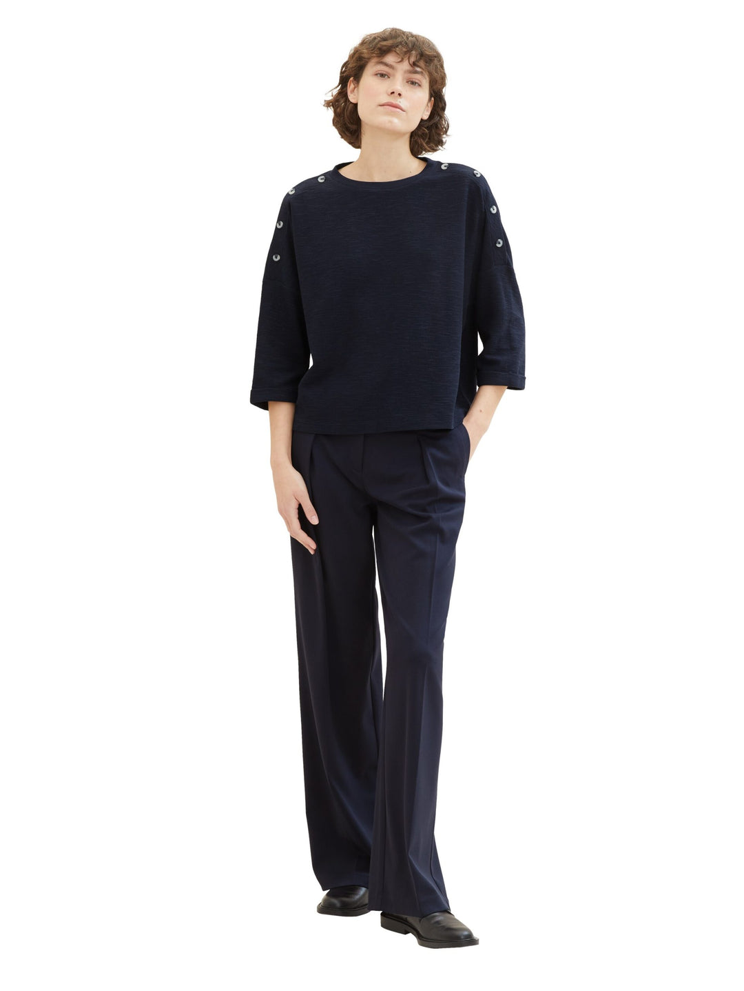 3/4-sleeved shirt with buttons - Blue