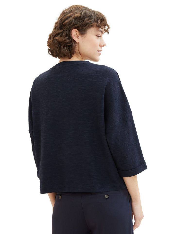 3/4-sleeved shirt with buttons - Blue